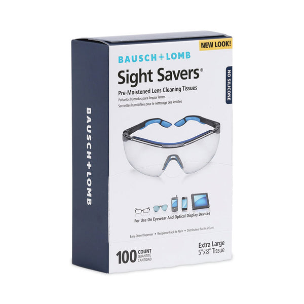 Bausch & Lomb Sight Savers Premoistened Lens Cleaning Tissues, 8 x 5, 100/Box (BAL8574GM) Box of 100