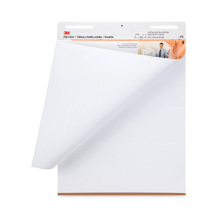 3M™ Professional Flip Chart, Unruled, 25 x 30, White, 40 Sheets, 2/Carton (MMM570)