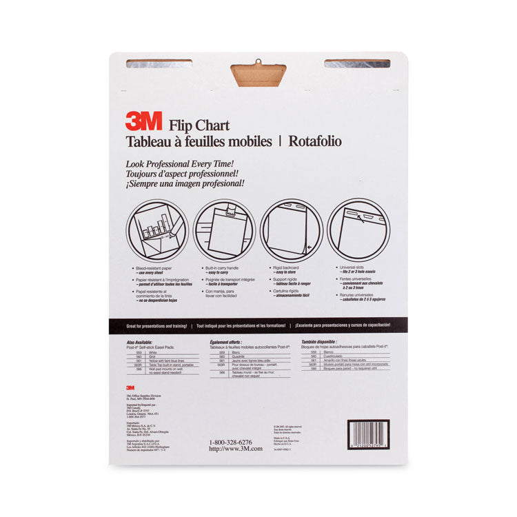 3M™ Professional Flip Chart, Unruled, 25 x 30, White, 40 Sheets, 2/Carton (MMM570)