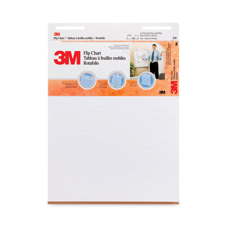 3M™ Professional Flip Chart, Unruled, 25 x 30, White, 40 Sheets, 2/Carton (MMM570)