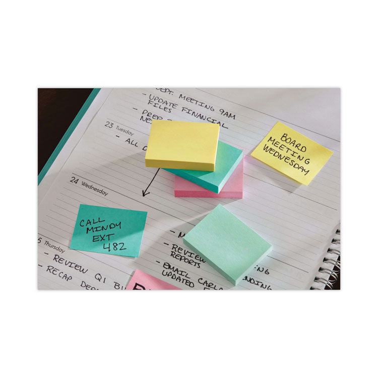 Post-it® Greener Notes Original Recycled Note Pads, 1.5" x 2", Canary Yellow, 100 Sheets/Pad, 12 Pads/Pack (MMM653RPYW) Pack of 12