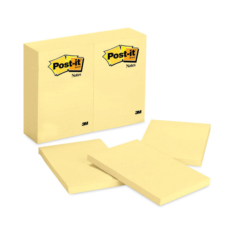 Post-it® Notes Original Pads in Canary Yellow, 4" x 6", 100 Sheets/Pad, 12 Pads/Pack (MMM659YW) Pack of 12