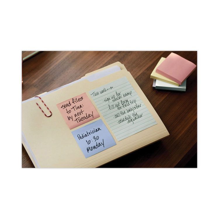 Post-it® Greener Notes Original Recycled Note Pads, Note Ruled, 4" x 6", Sweet Sprinkles Collection Colors, 100 Sheets/Pad, 5 Pads/Pack (MMM660RPA) Pack of 5