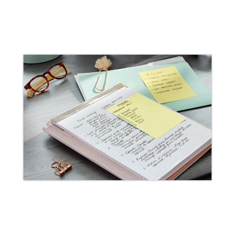 Post-it&reg; Original Recycled Note Pads, Note Ruled, 4" x 6", Canary Yellow, 100 Sheets/Pad, 12 Pads/Pack (MMM660RPYW) Pack of 12