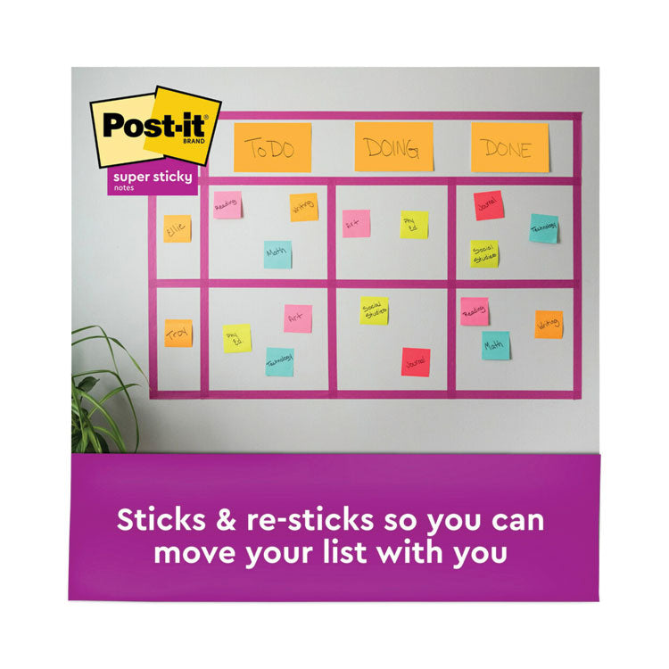 Post-it® Notes Super Sticky Meeting Notes in Energy Boost Collection Colors, 6" x 4", 45 Sheets/Pad, 8 Pads/Pack (MMM6445SSP)