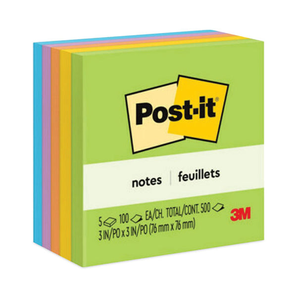 Post-it® Notes Original Pads in Floral Fantasy Collection Colors, 3" x 3", 100 Sheets/Pad, 5 Pads/Pack (MMM6545UC) Pack of 5