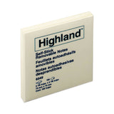 Highland™ Self-Stick Notes, 3" x 3", Yellow, 100 Sheets/Pad, 12 Pads/Pack (MMM6549YW) Each