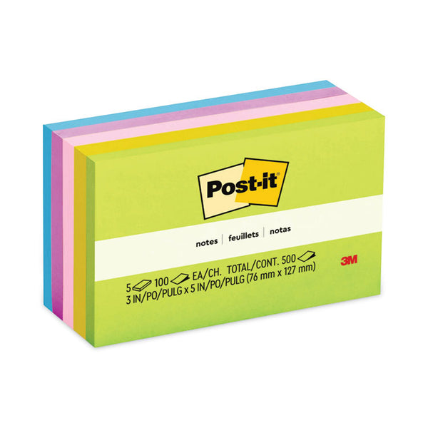 Post-it® Notes Original Pads in Floral Fantasy Collection Colors, 3" x 5", 100 Sheets/Pad, 5 Pads/Pack (MMM6555UC) Pack of 5