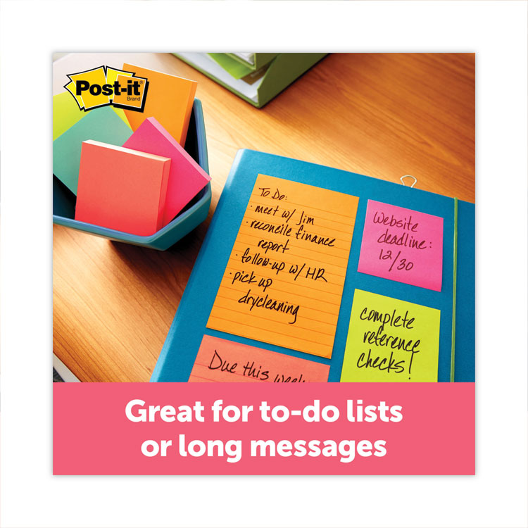 Post-it® Notes Original Pads in Poptimistic Collection Colors, Note Ruled, 4" x 6", 100 Sheets/Pad, 3 Pads/Pack (MMM6603AN) Pack of 3