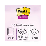 Post-it® Notes Super Sticky Pads in Playful Primary Collection Colors, Note Ruled, 4" x 6", 90 Sheets/Pad, 3 Pads/Pack (MMM6603SSAN) Pack of 3