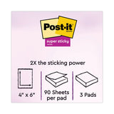 Post-it® Notes Super Sticky Pads in Supernova Neon Collection Colors, Note Ruled, 4" x 6", 90 Sheets/Pad, 3 Pads/Pack (MMM6603SSMIA) Pack of 3