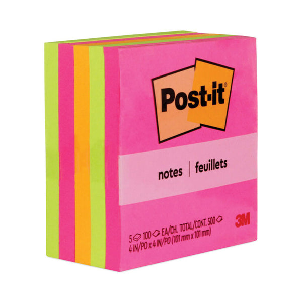 Post-it® Notes Original Pads in Poptimistic Collection Colors, 4" x 4", 100 Sheets/Pad, 5 Pads/Pack (MMM6755LAN) Pack of 5