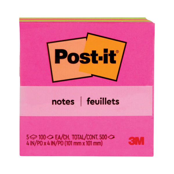 Post-it® Notes Original Pads in Poptimistic Collection Colors, 4" x 4", 100 Sheets/Pad, 5 Pads/Pack (MMM6755LAN) Pack of 5