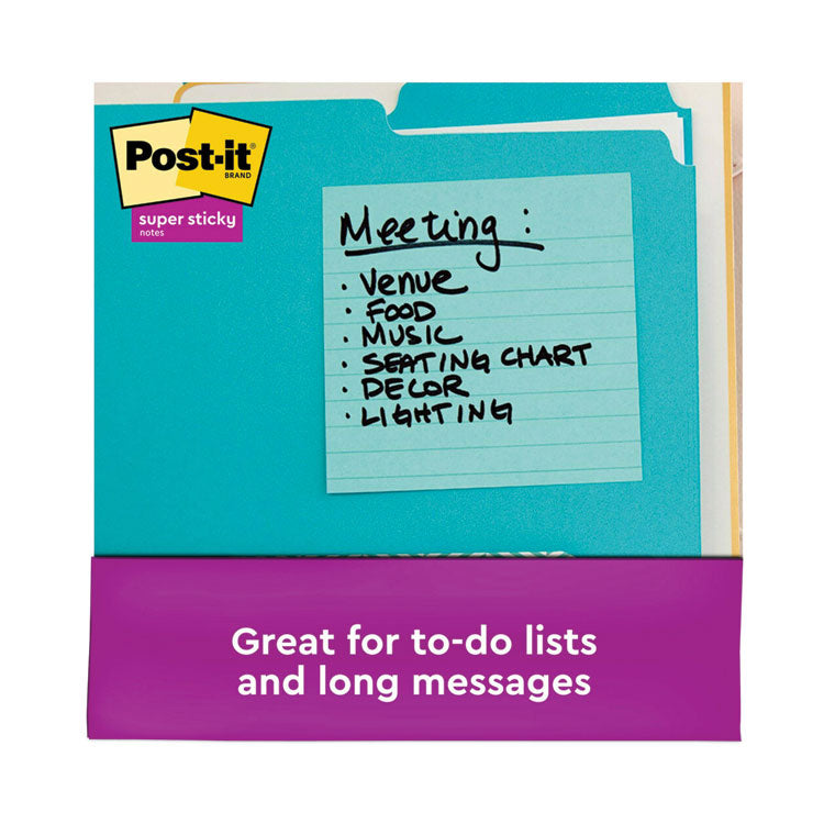 Post-it® Notes Super Sticky Pads in Supernova Neon Collection Colors, Note Ruled, 4" x 4", 90 Sheets/Pad, 6 Pads/Pack (MMM6756SSMIA) Pack of 6