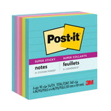 Post-it® Notes Super Sticky Pads in Supernova Neon Collection Colors, Note Ruled, 4" x 4", 90 Sheets/Pad, 6 Pads/Pack (MMM6756SSMIA) Pack of 6