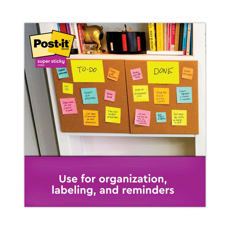 Post-it® Notes Super Sticky Meeting Notes in Energy Boost Collection Colors, 8" x 6", 45 Sheets/Pad, 4 Pads/Pack (MMM6845SSP) Pack of 4