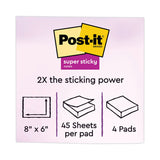 Post-it® Notes Super Sticky Meeting Notes in Energy Boost Collection Colors, Note Ruled, 8" x 6", 45 Sheets/Pad, 4 Pads/Pack (MMM6845SSPL)