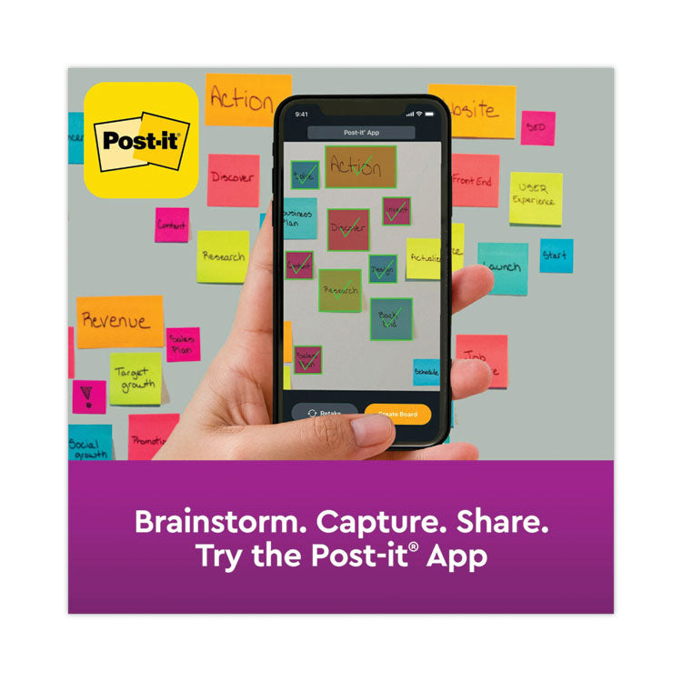 Post-it® Notes Super Sticky Meeting Notes in Energy Boost Collection Colors, Note Ruled, 8" x 6", 45 Sheets/Pad, 4 Pads/Pack (MMM6845SSPL)