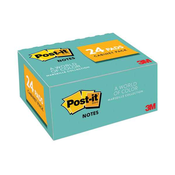 Post-it® Notes Original Pads in Beachside Cafe Collection Colors, Value Pack, 1.38" x 1.88", 100 Sheets/Pad, 24 Pads/Pack (MMM65324APVAD)