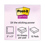 Post-it® Notes Super Sticky Pads in Playful Primary Collection Colors, 3" x 3", 90 Sheets/Pad, 12 Pads/Pack (MMM65412SSAN) Pack of 12