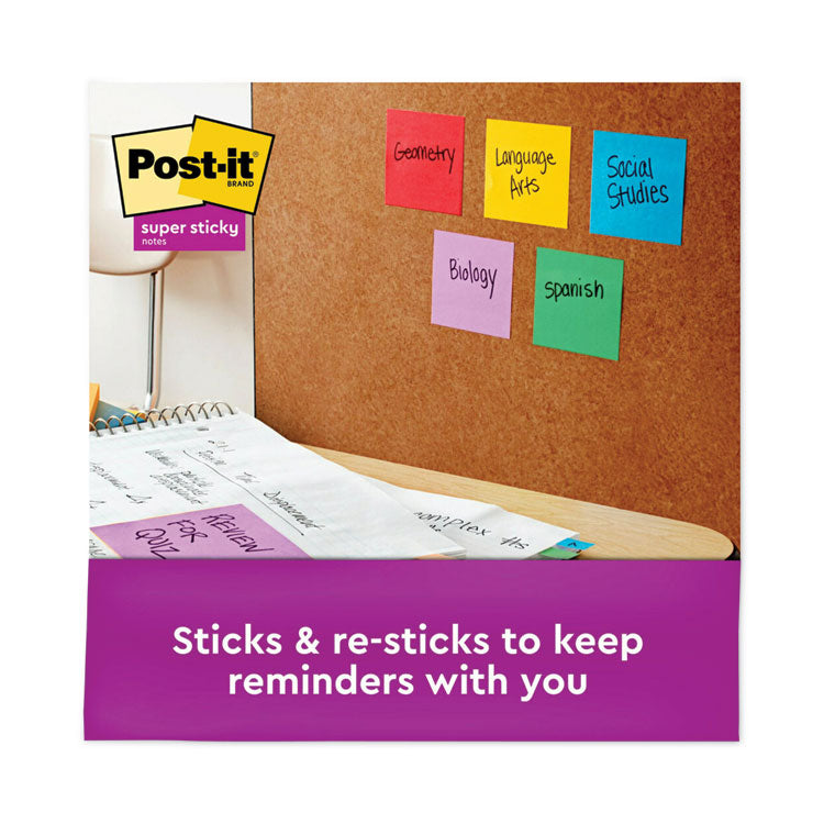 Post-it® Notes Super Sticky Pads in Playful Primary Collection Colors, 3" x 3", 90 Sheets/Pad, 12 Pads/Pack (MMM65412SSAN) Pack of 12