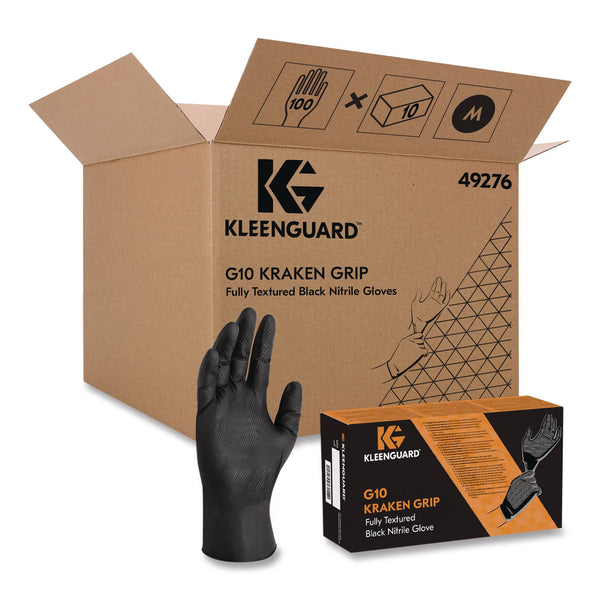 KleenGuard™ G10 Kraken Grip Nitrile Gloves, Small, 6 mil Thick, 9.5" Long, Black, 100/Box, 10 Boxes/Carton (ANS49275) Case of 1000