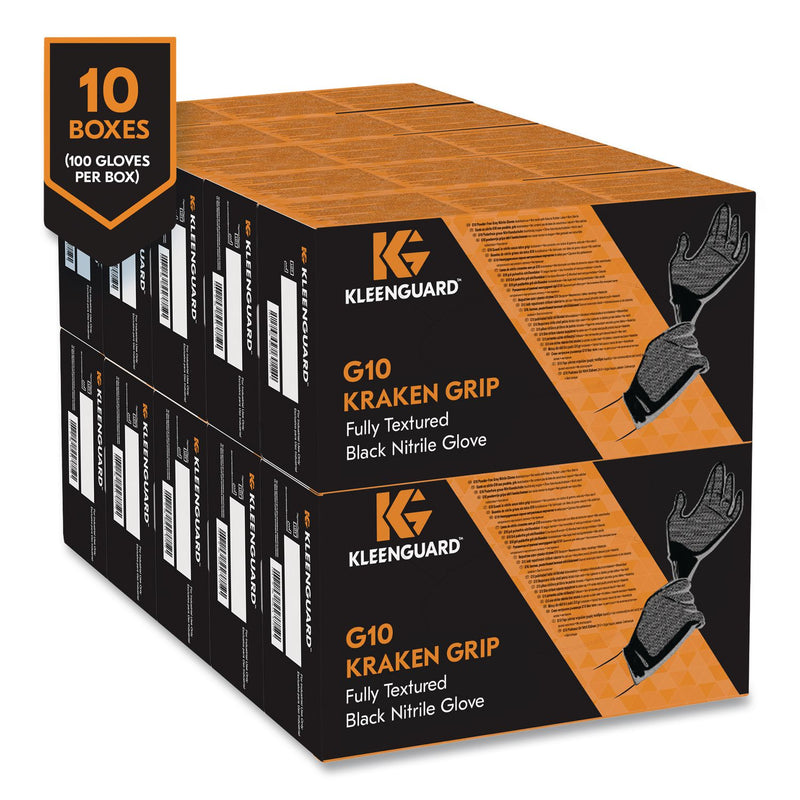 KleenGuard™ G10 Kraken Grip Nitrile Gloves, Small, 6 mil Thick, 9.5" Long, Black, 100/Box, 10 Boxes/Carton (ANS49275) Case of 1000
