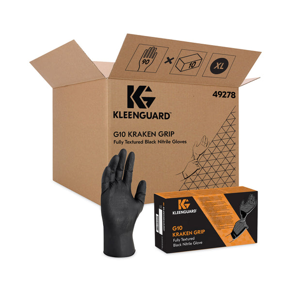 KleenGuard™ G10 Kraken Grip Nitrile Gloves, Powder-Free, X-Large, 6 mil Thick, 9.5" Long, Black, 90/Box, 10 Boxes/Carton (ANS49278) Case of 900