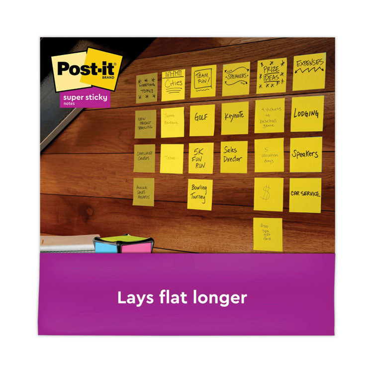 Post-it® Notes Super Sticky Full Stick Notes, 3" x 3", Electric Yellow, 25 Sheets/Pad, 12 Pads/Pack (MMMF33012SSY)