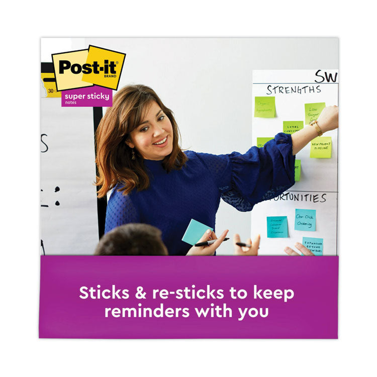 Post-it® Notes Super Sticky Pads in Supernova Neon Collection Colors, 3" x 3", 90 Sheets/Pad, 12 Pads/Pack (MMM65412SSMIA) Pack of 12