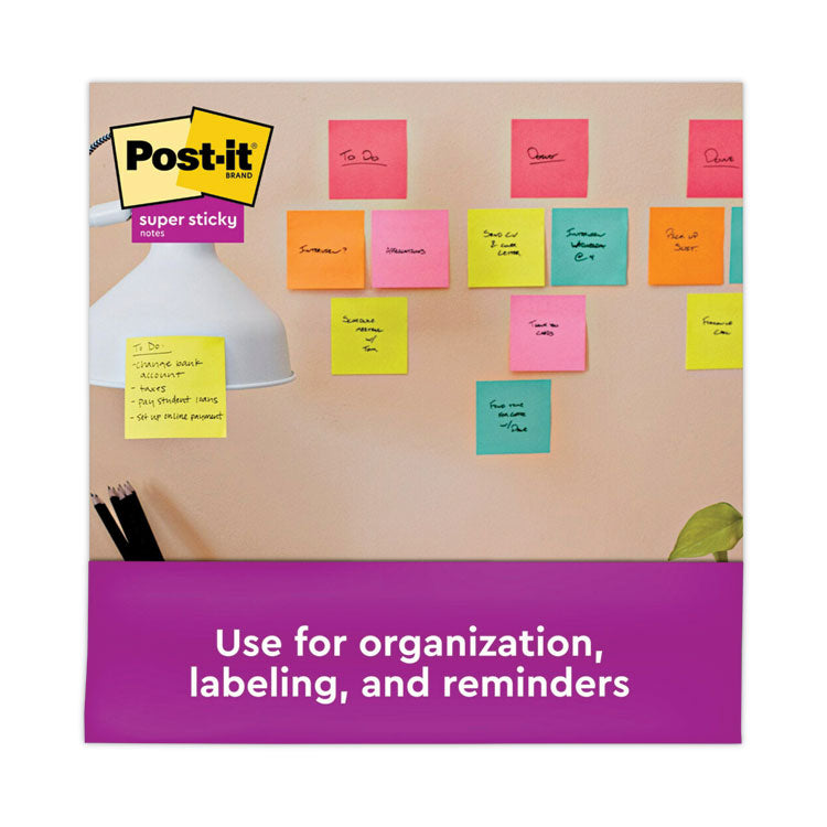 Post-it® Notes Super Sticky Pads in Supernova Neon Collection Colors, 3" x 3", 90 Sheets/Pad, 12 Pads/Pack (MMM65412SSMIA) Pack of 12