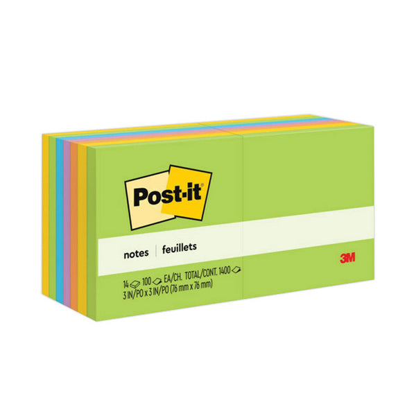 Post-it® Notes Original Pads in Floral Fantasy Collection Colors, Value Pack, 3" x 3", 100 Sheets/Pad, 14 Pads/Pack (MMM65414AU) Pack of 14