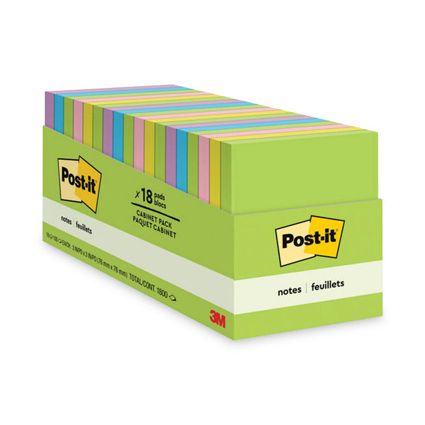 Post-it® Notes Original Pads in Floral Fantasy Collection Colors, Cabinet Pack, 3" x 3", 100 Sheets/Pad, 18 Pads/Pack (MMM65418BRCP) Pack of 18