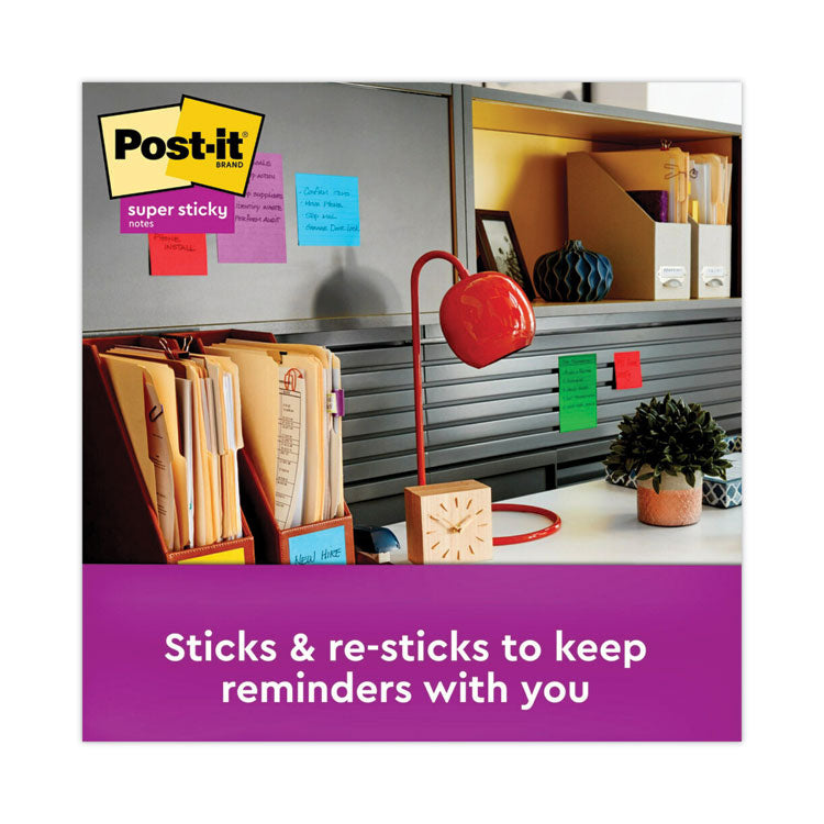 Post-it® Notes Super Sticky Pads in Playful Primary Collection Colors, Cabinet Pack, 3" x 3", 70 Sheets/Pad, 24 Pads/Pack (MMM65424SSANCP) Pack of 24