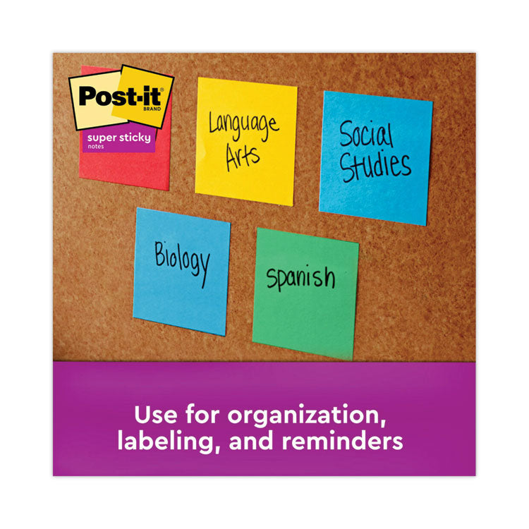 Post-it® Notes Super Sticky Pads in Playful Primary Collection Colors, Cabinet Pack, 3" x 3", 70 Sheets/Pad, 24 Pads/Pack (MMM65424SSANCP) Pack of 24