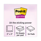 Post-it® Notes Super Sticky Pads in Supernova Neon Collection Colors, Cabinet Pack, 3" x 3", 70 Sheets/Pad, 24 Pads/Pack (MMM65424SSMIACP)