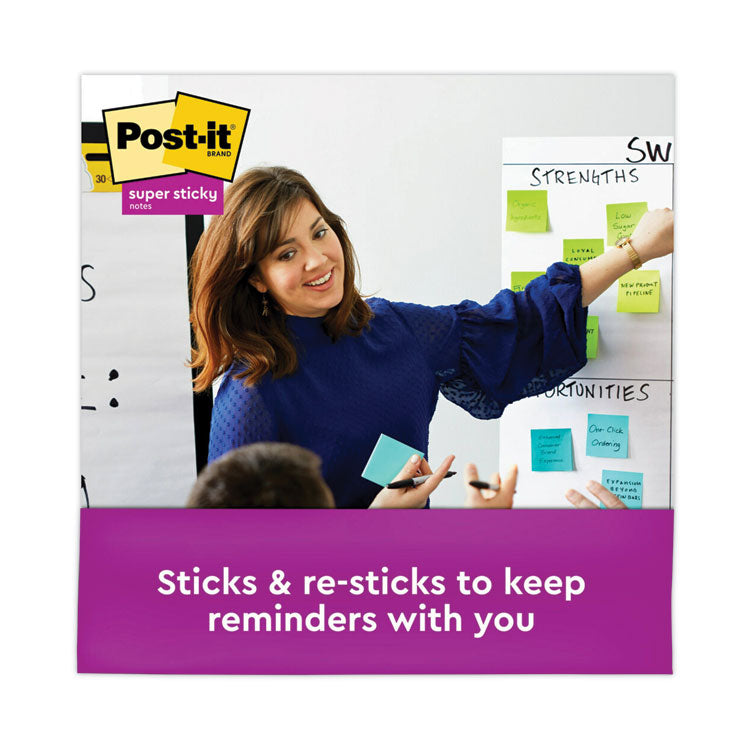 Post-it® Notes Super Sticky Pads in Supernova Neon Collection Colors, Cabinet Pack, 3" x 3", 70 Sheets/Pad, 24 Pads/Pack (MMM65424SSMIACP)