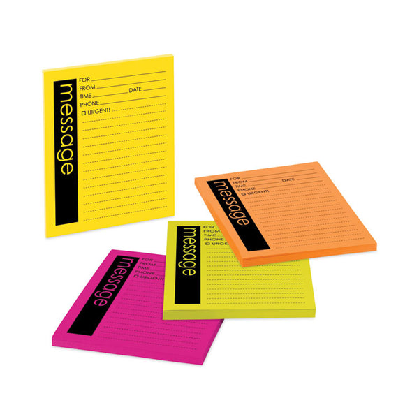 Post-it® Notes Super Sticky Self-Stick Message Pad, Note Ruled, 4" x 5", Energy Boost Collection Colors, 50 Sheets/Pad, 4 Pads/Pack (MMM76794SS) Pack of 50