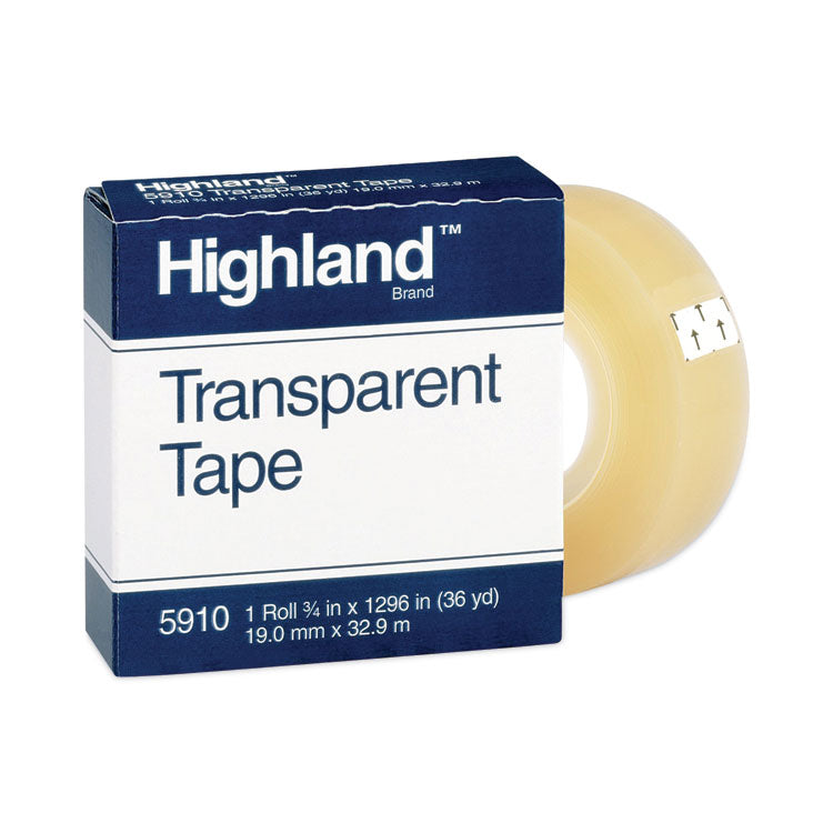 Highland™ Transparent Tape, 1" Core, 0.75" x 36 yds, Clear (MMM5910341296) 1 Roll
