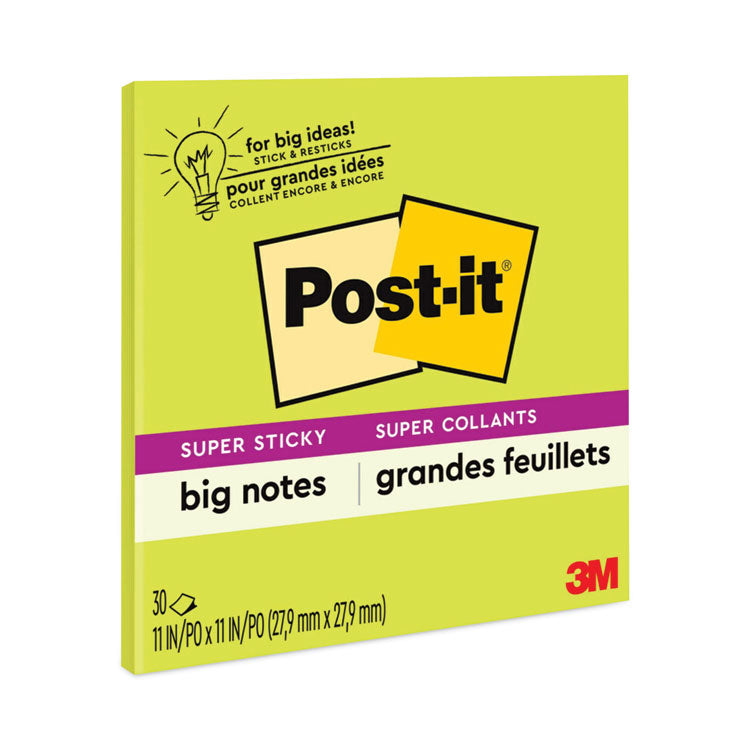 Post-it® Notes Super Sticky Big Notes, Unruled, 11 x 11, Green, 30 Sheets (MMMBN11G) Each