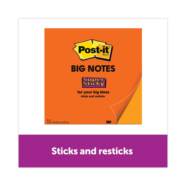 Post-it® Notes Super Sticky Big Notes, Unruled, 11 x 11, Orange, 30 Sheets (MMMBN11O) Each