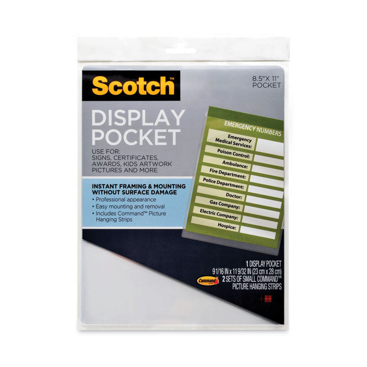 Scotch™ Display Pocket, Removable Interlocking Fasteners, Plastic, 8.5 x 11, Clear (MMMWL854C)