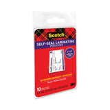 Scotch™ Self-Sealing Laminating Pouches, 9.5 mil, 3.88" x 2.44", Gloss Clear, 25/Pack (MMMLS851G)