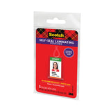 Scotch™ Self-Sealing Laminating Pouches, 12.5 mil, 2.81" x 4.5", Gloss Clear, 5/Pack (MMMLS8535G)