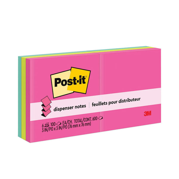 Post-it® Dispenser Notes Original Pop-up Refill, 3" x 3", Poptimistic Collection Colors, 100 Sheets/Pad, 6 Pads/Pack (MMMR330AN)