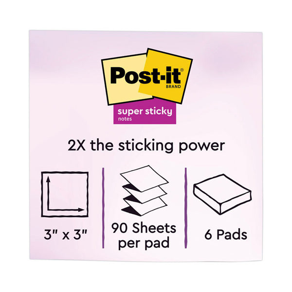 Post-it® Dispenser Notes Super Sticky Pop-up 3 x 3 Note Refill, 3" x 3", Playful Primaries Collection Colors, 90 Sheets/Pad, 6 Pads/Pack (MMMR3306SSAN)