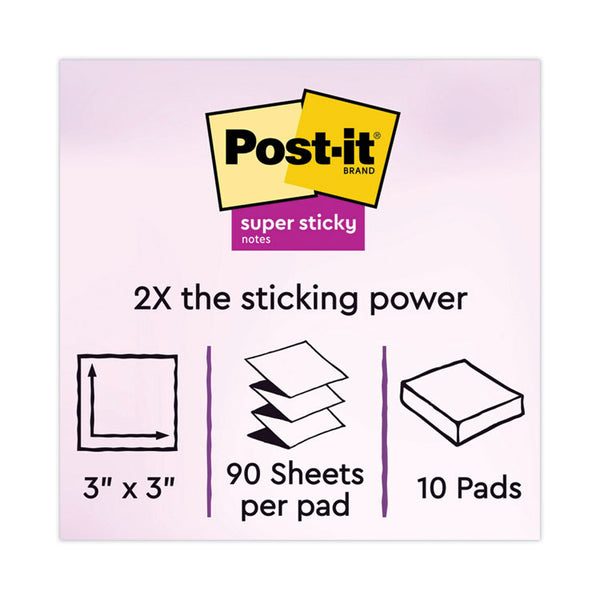 Post-it® Dispenser Notes Super Sticky Pop-up 3 x 3 Note Refill, 3" x 3", Playful Primaries Collection Colors, 90 Sheets/Pad, 10 Pads/Pack (MMMR33010SSAN) Pack of 10