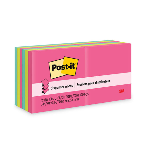 Post-it® Dispenser Notes Original Pop-up Refill Value Pack, 3 x 3, (8) Poptimistic Collection Colors, (4) Canary Yellow, 100 Sheets/Pad, 12 Pads/Pack (MMMR33012AN)