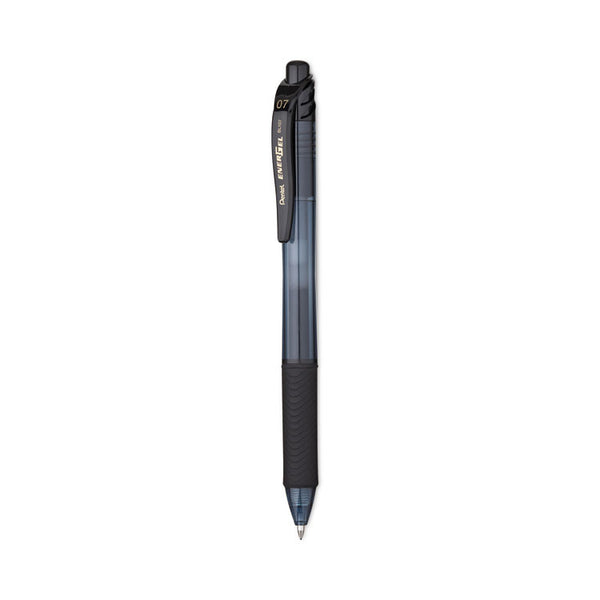 Pentel® EnerGel-X Gel Pen, Retractable, Medium 0.7 mm, Black Ink, Smoke/Black Barrel, 24/Pack (PENBL107ASW2)