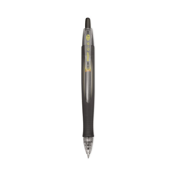 Pilot® G6 Gel Pen, Retractable, Fine 0.7 mm, Black Ink, Black Barrel, Dozen (PIL31401)